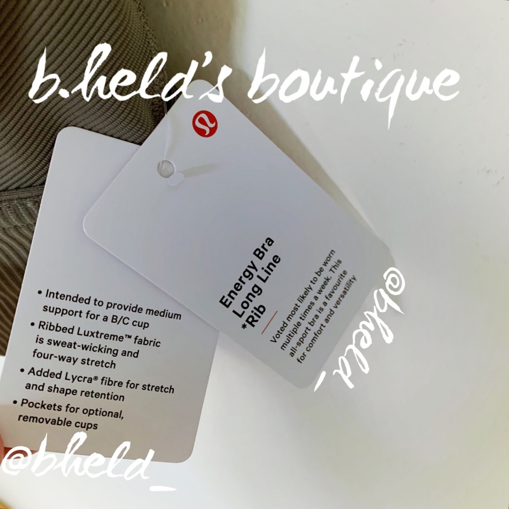lululemon Energy Bra Long Line Ribbed in Rover Brown Tan Grey Size 4 New NWT - Picture 6 of 15